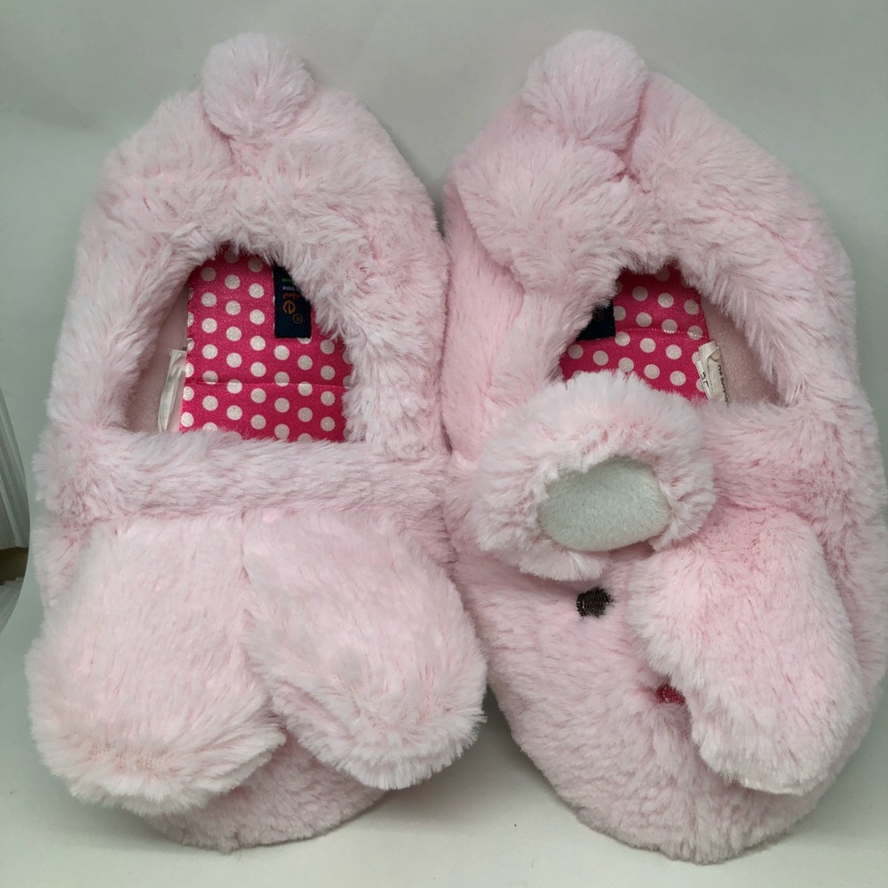Girls Stride Rite pink Bunny Slippers - EUC size 13/1